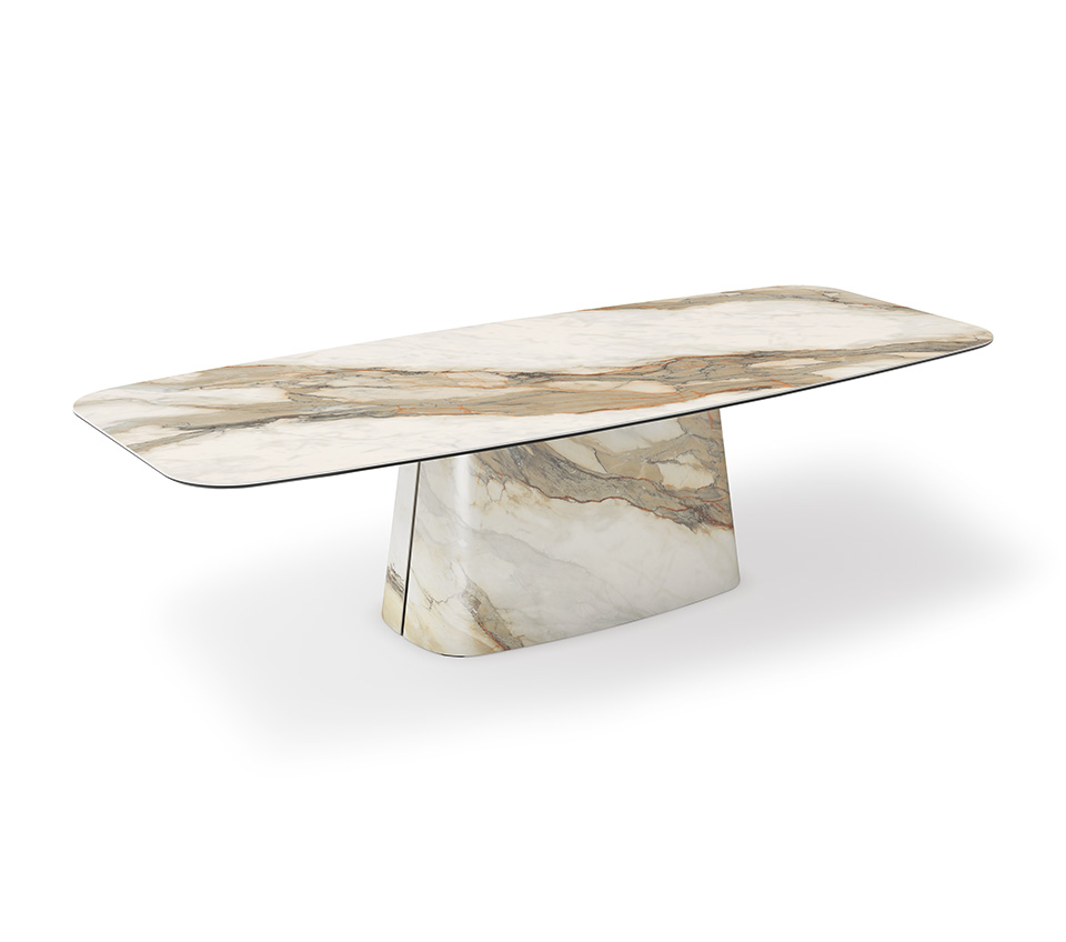 “NAPOLEON Keramik by Cattelan Italia – luxurious round dining table with ceramic top and sculptural cylindrical base”