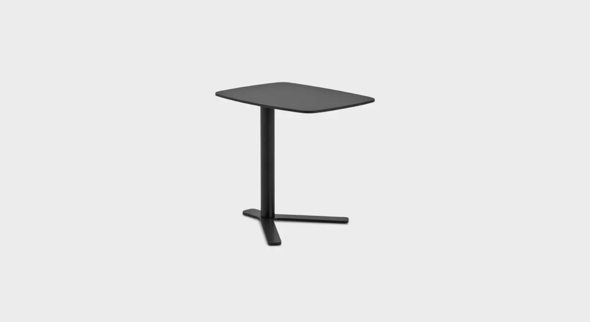 “Side view of Lapalma T80 E table (H 70 cm) showcasing its minimalist frame and raised position beside contemporary seating.”