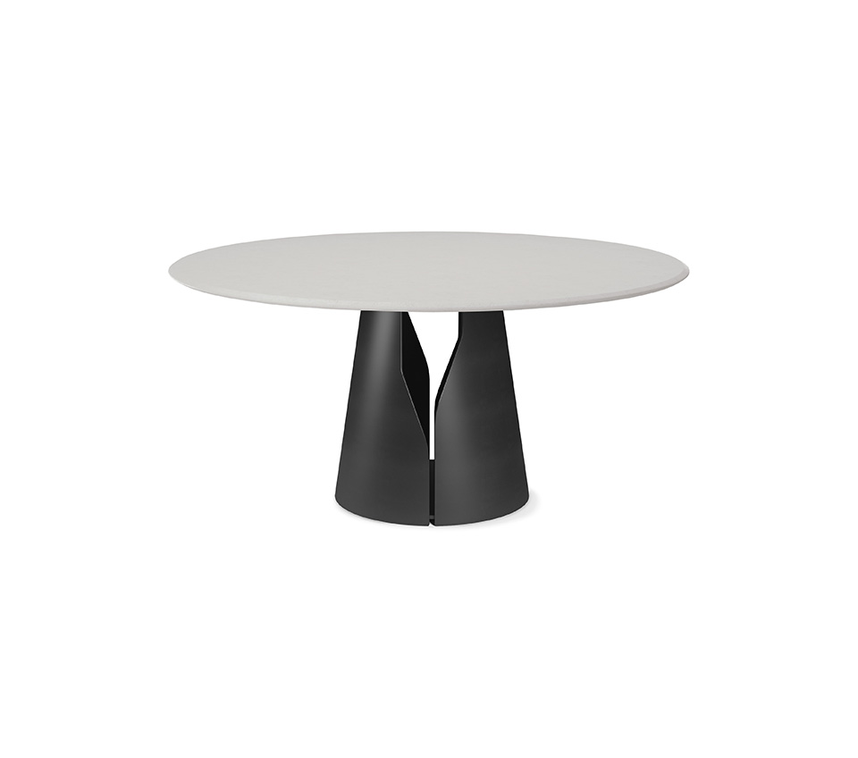 “GIANO Argile by Cattelan Italia – modern round dining table with hand-applied Argile clay top and sculptural metal base”