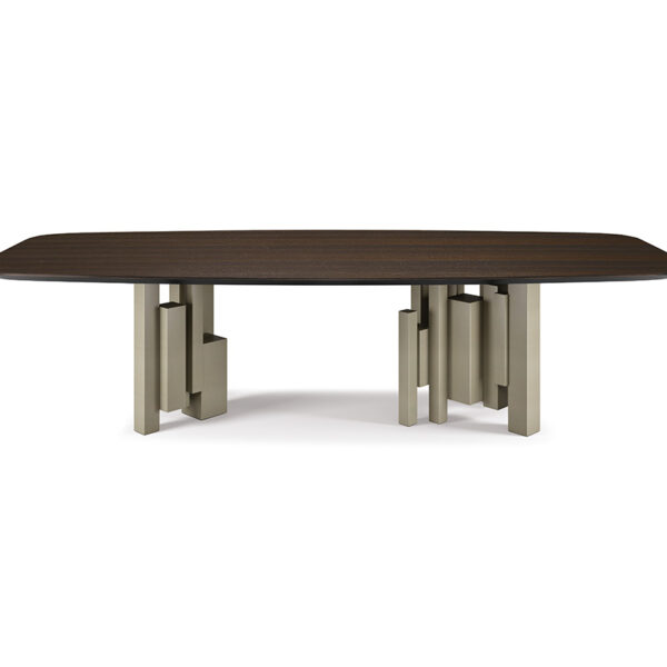 “SKYLINE Wood by Cattelan Italia – luxury Italian dining table with solid wood top and sculptural metal base”