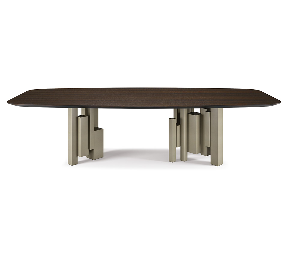 “SKYLINE Wood by Cattelan Italia – luxury Italian dining table with solid wood top and sculptural metal base”