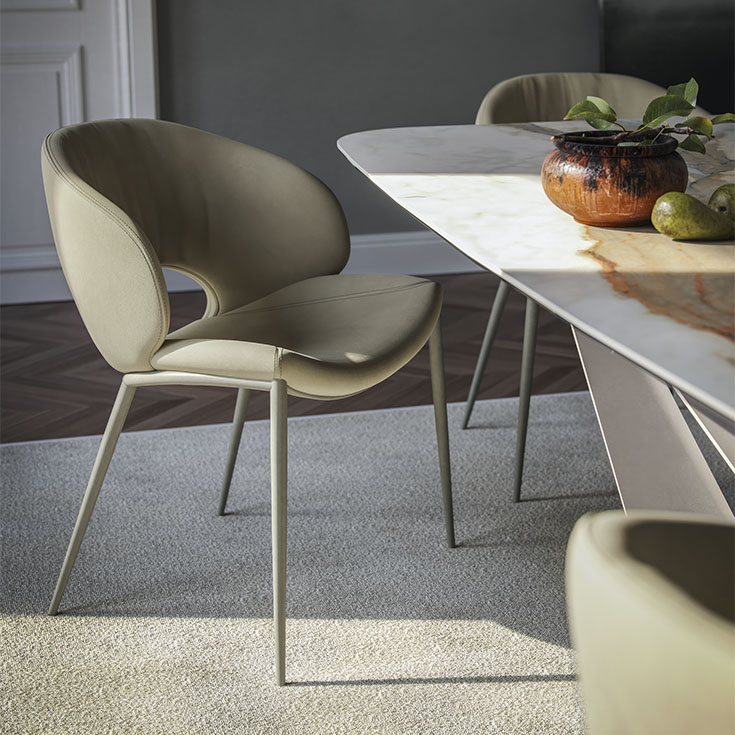 MIRANDA ML chair by Cattelan Italia – modern Italian lounge chair with upholstered seat and slim metal legs