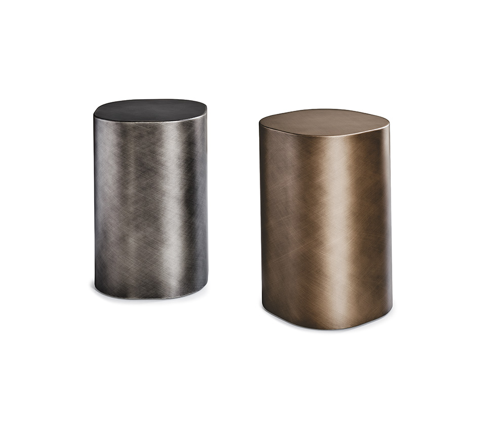 “PANCHO by Cattelan Italia – modern Italian sculptural side table with hammered metal finish”