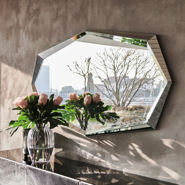 “EMERALD by Cattelan Italia – modern Italian wall mirror with faceted octagonal frame and reflective elegance”