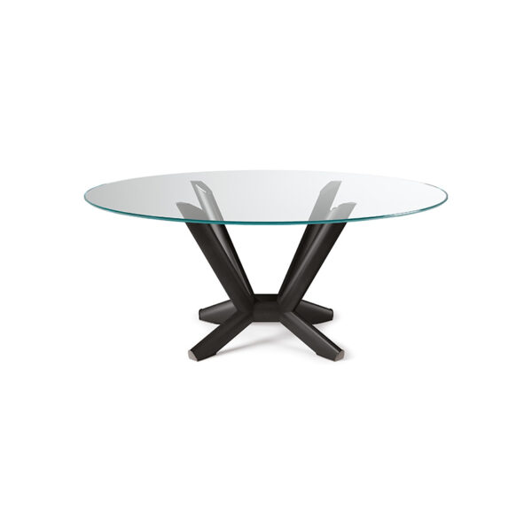 “PLANER Round by Cattelan Italia – modern round dining table with minimalist top and angular steel base in contemporary Italian design”