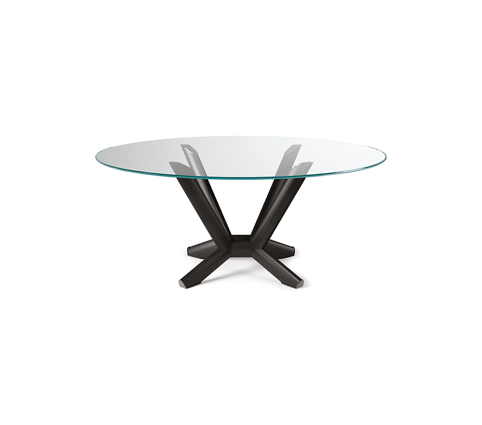 “PLANER Round by Cattelan Italia – modern round dining table with minimalist top and angular steel base in contemporary Italian design”