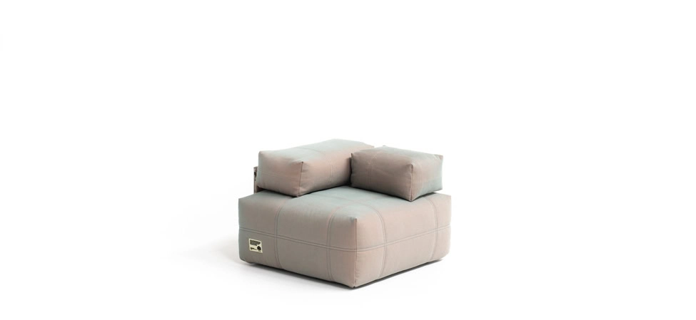 “Italian designer AeroZeppelin armchair by Moroso – bold, oversized armchair with soft geometric form”