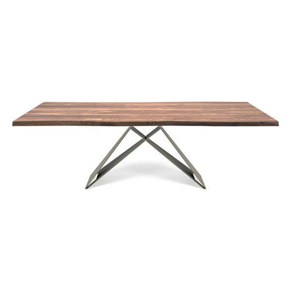 “PREMIER Wood by Cattelan Italia – modern dining table with solid wood top and sculptural angular metal base in contemporary Italian design”