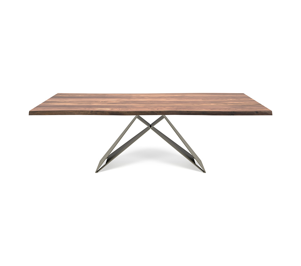 “PREMIER Wood by Cattelan Italia – modern dining table with solid wood top and sculptural angular metal base in contemporary Italian design”
