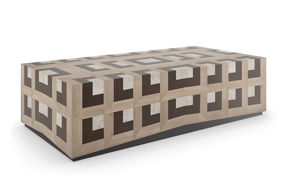 Illusion by Caracole — a modern side table with a reflective mirrored surface and sleek metal frame.