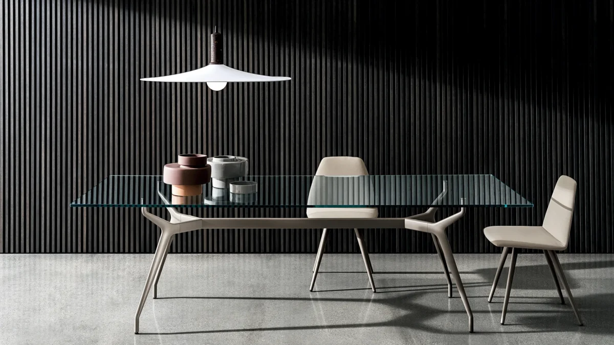 “Arkos Rectangular Table by Sovet – modern Italian dining table with clean lines and sculptural metal base”