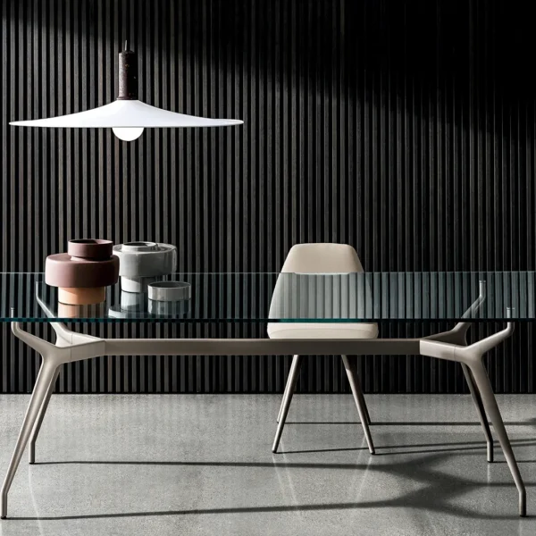 “Arkos Rectangular Table by Sovet – modern Italian dining table with clean lines and sculptural metal base”