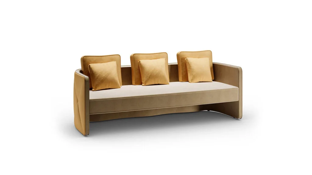 Aura Sofa by Reflex – Elegant luxury sofa with sleek lines, premium fabric, and comfortable seating, perfect for modern Birmingham, MI living rooms.