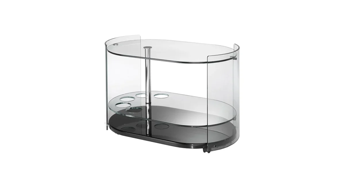 Impact 9000 Trolley Reflex modern Italian serving cart with glass shelves in luxury style for upscale interiors in Royal Oak Michigan