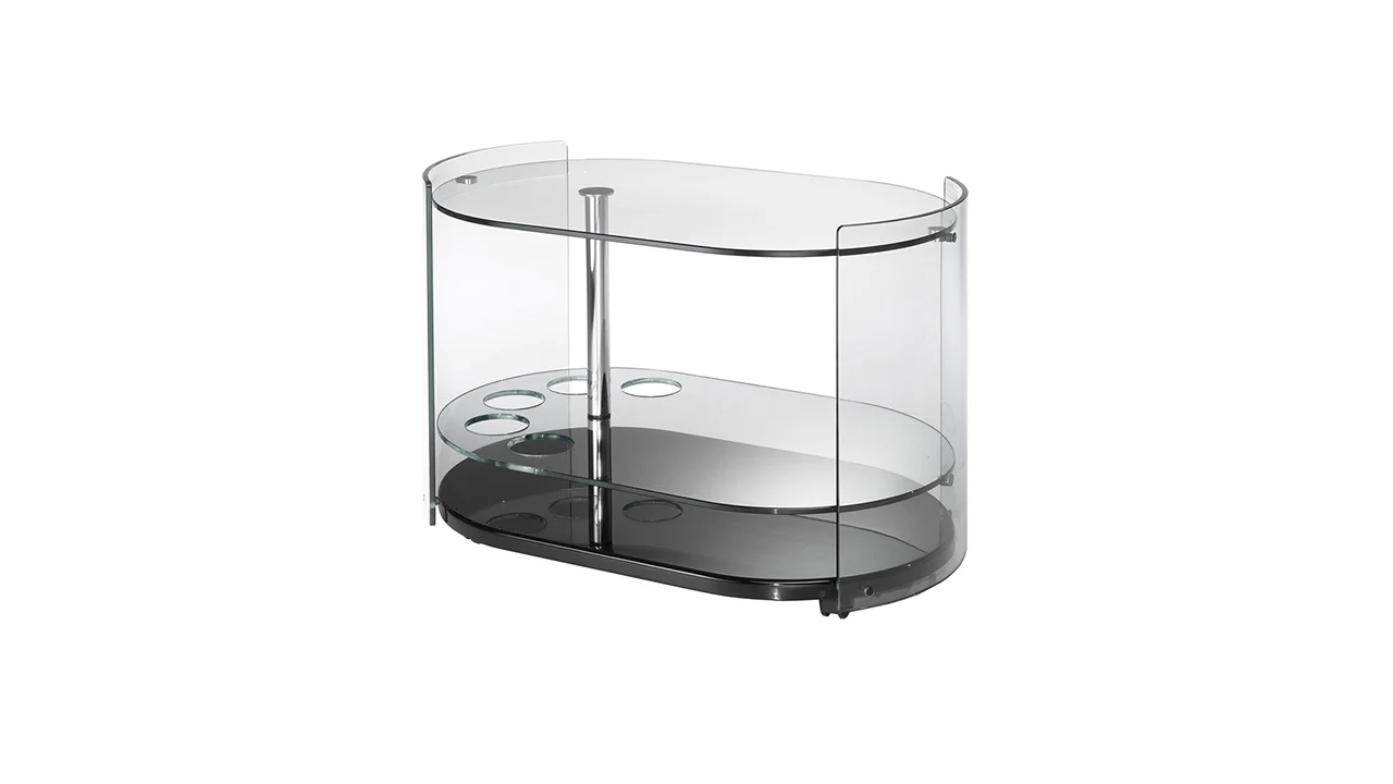 Impact 9000 Trolley Reflex modern Italian serving cart with glass shelves in luxury style for upscale interiors in Royal Oak Michigan