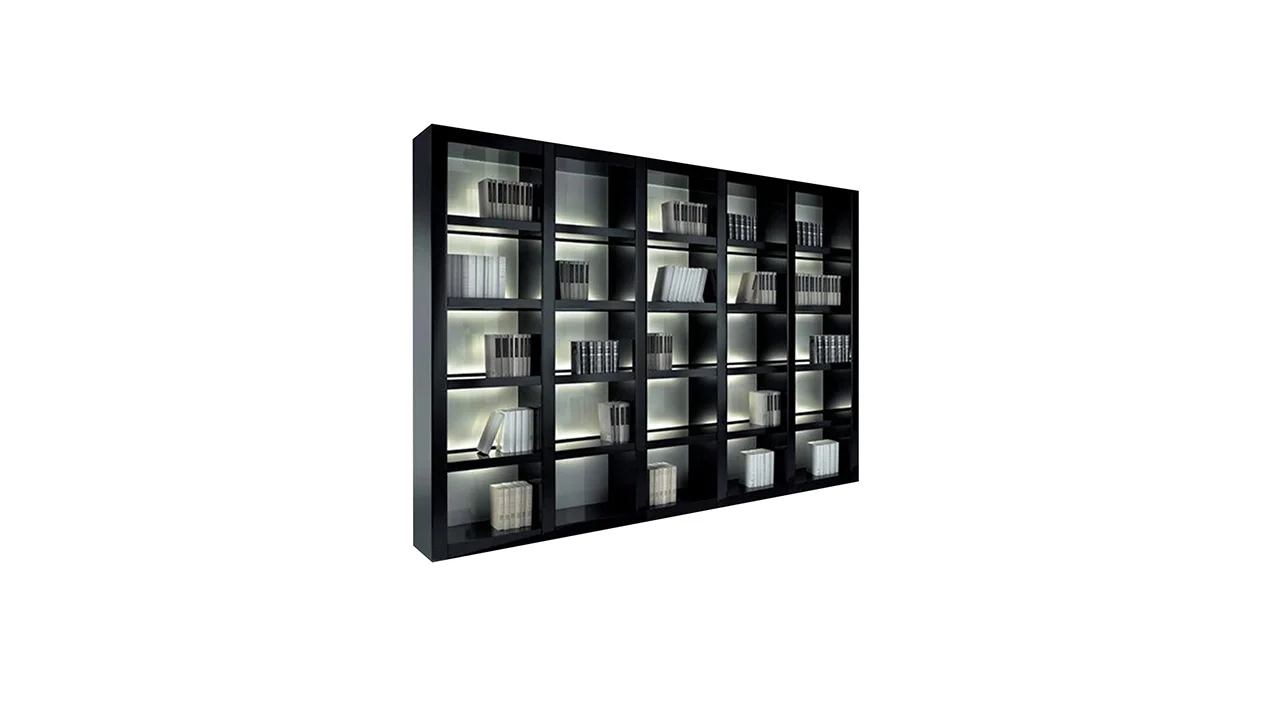 Avantgarde Libreria by Reflex featured in Birmingham Michigan showroom, modern Italian luxury bookshelf design.