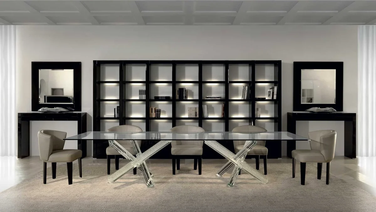 Avantgarde Libreria by Reflex featured in Birmingham Michigan showroom, modern Italian luxury bookshelf design.