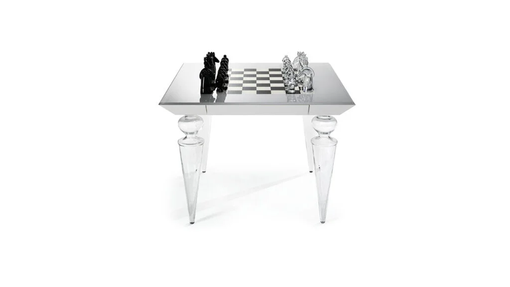 Chess 72 console table with sculptural geometric base