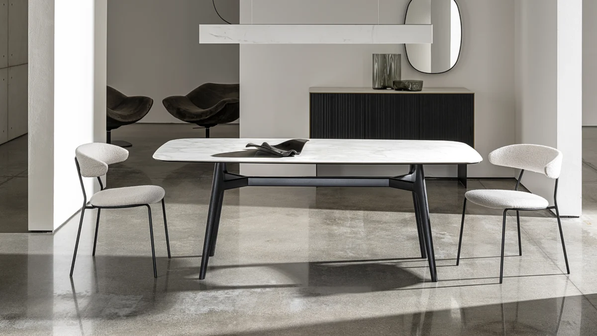 “Sovet Lewood Shaped 02 Table – elegant designer piece with shaped wooden surface and minimalist structure”