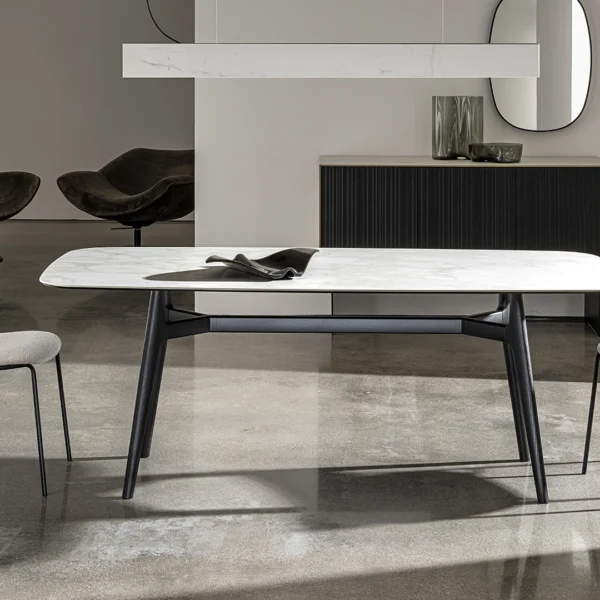 “Sovet Lewood Shaped 02 Table – elegant designer piece with shaped wooden surface and minimalist structure”