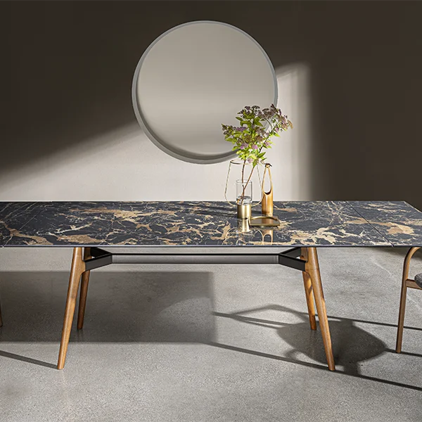 “Rectangular Lewood Extensible Table by Sovet – modern Italian wooden dining table with extendable top and clean linear design”