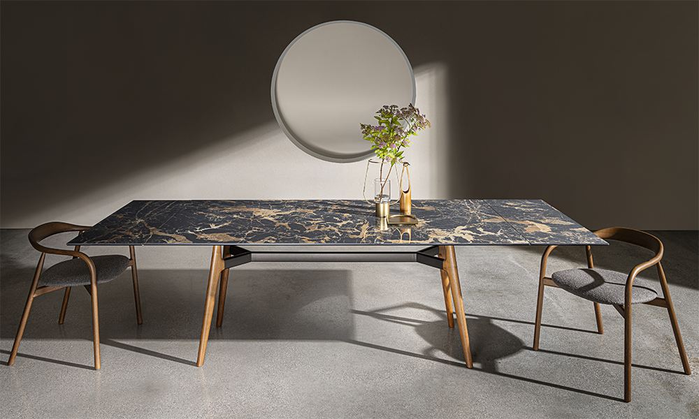 “Rectangular Lewood Extensible Table by Sovet – modern Italian wooden dining table with extendable top and clean linear design”