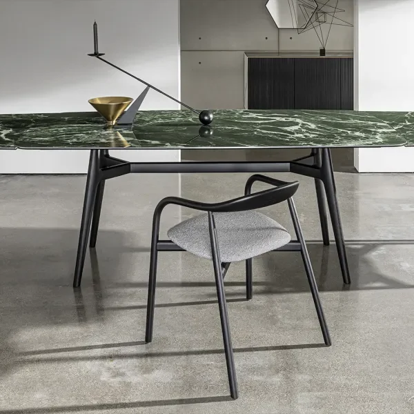 “Shaped Lewood Extensible Table by Sovet – modern Italian extendable wooden table with organic curves and minimalist base”