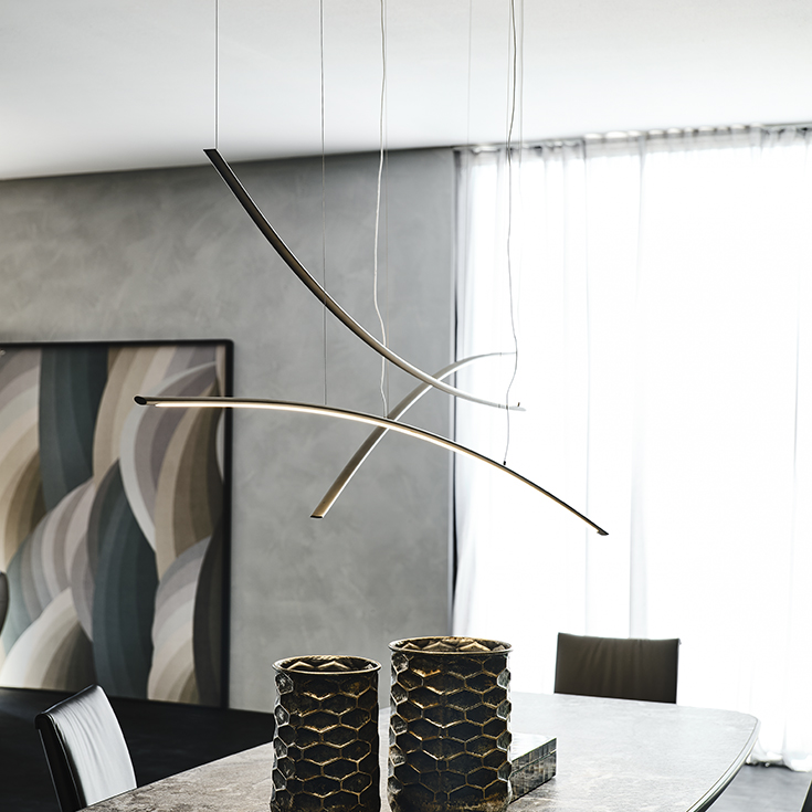 “KATANA by Cattelan Italia – modern Italian pendant light with sleek linear form and dual horizontal LED bars”