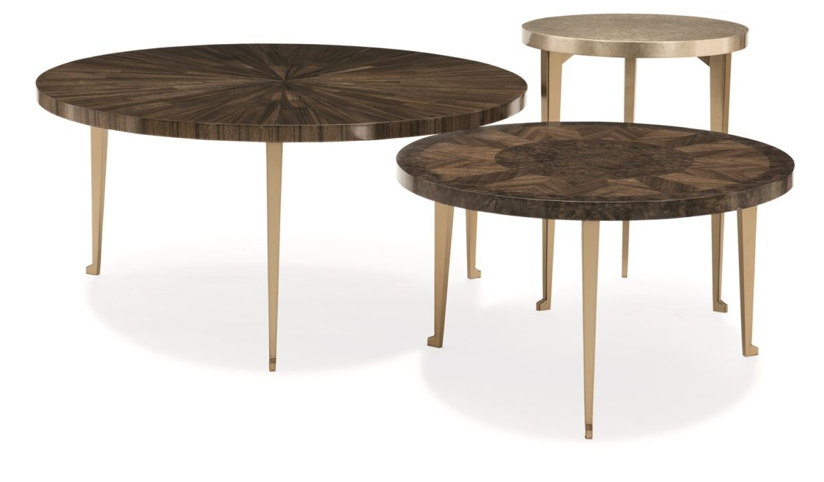 Group of artistic vessels styled as a centerpiece on a modern console table.