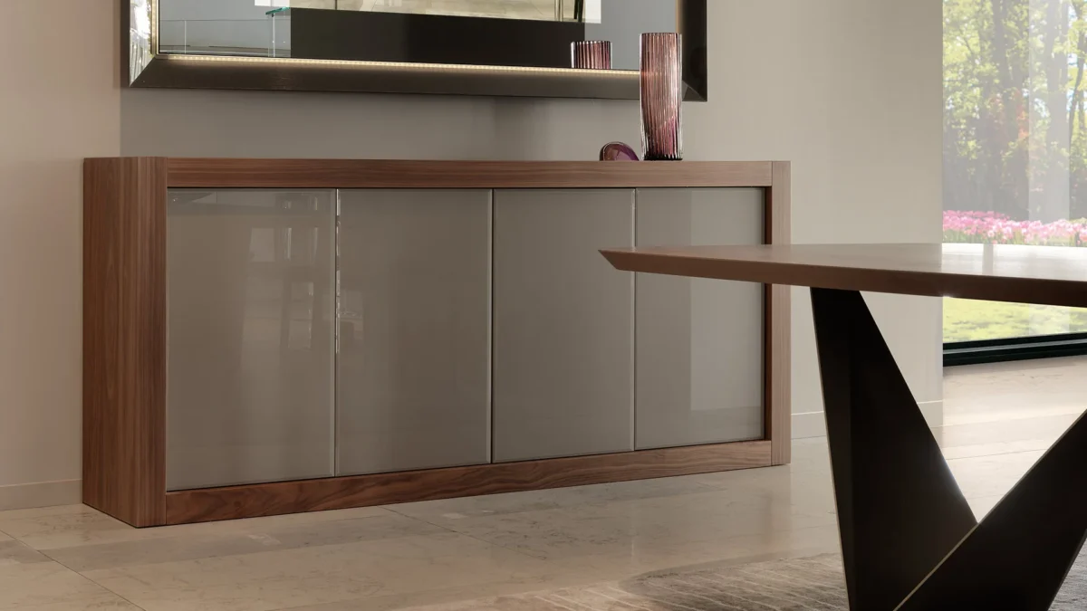 Avantgarde Credenza Luce by Reflex featured in Birmingham Michigan showroom, modern Italian luxury sideboard design.