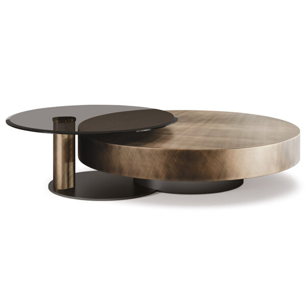  “Contemporary ARENA table by Cattelan Italia – round designer coffee table with elegant metal tray design”