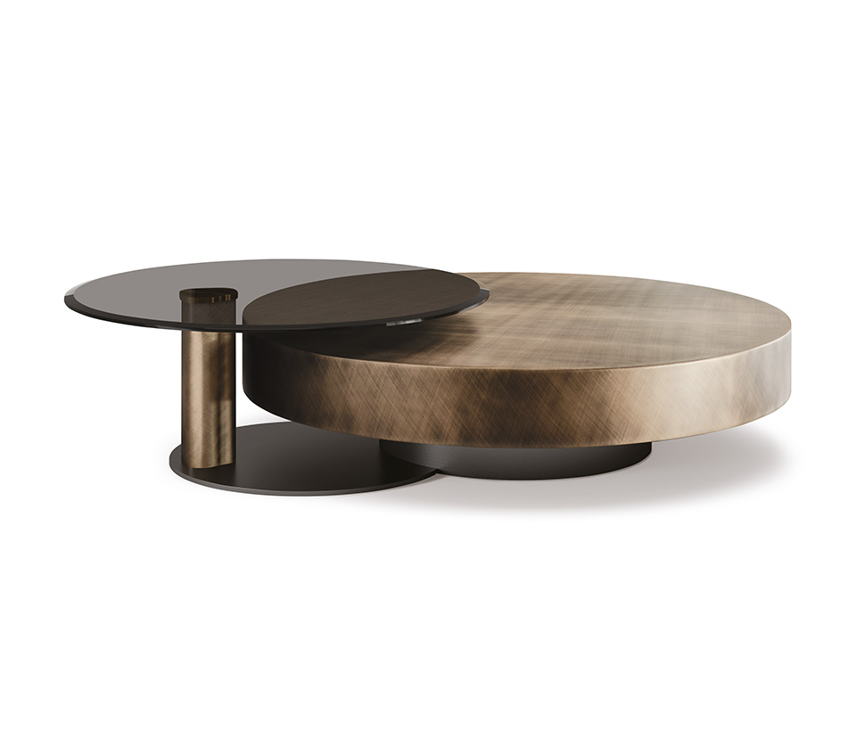  “Contemporary ARENA table by Cattelan Italia – round designer coffee table with elegant metal tray design”