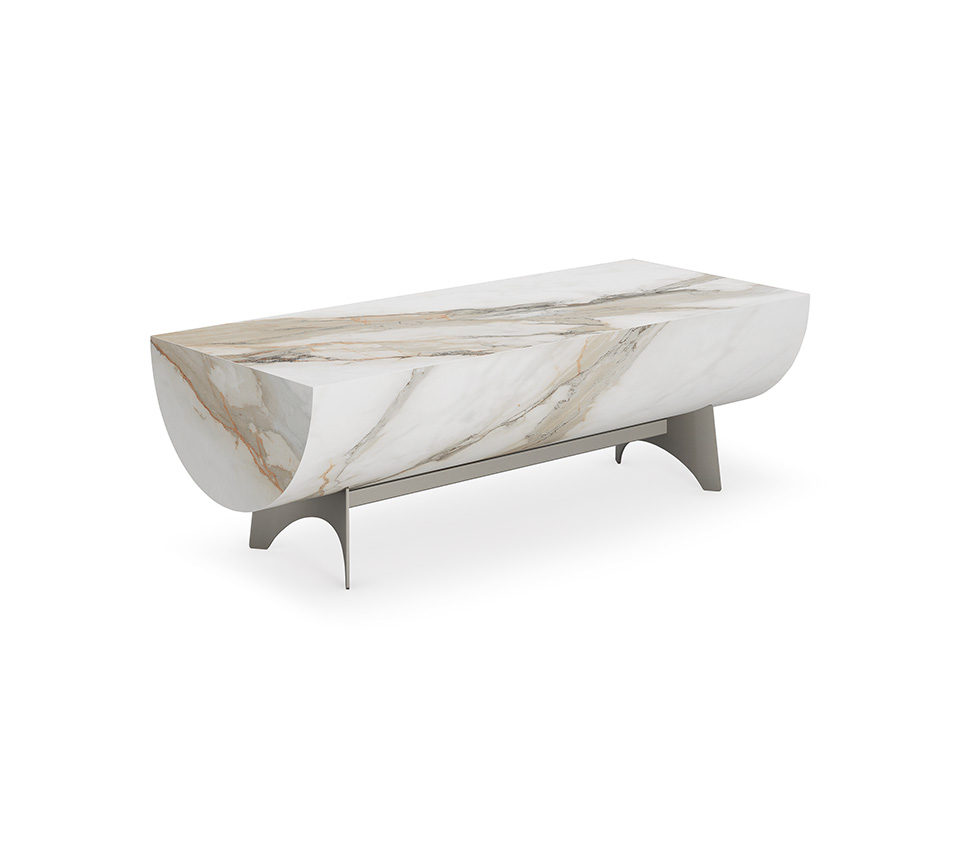 “CAESAR by Cattelan Italia – modern Italian side table with sculptural geometric base and circular top”