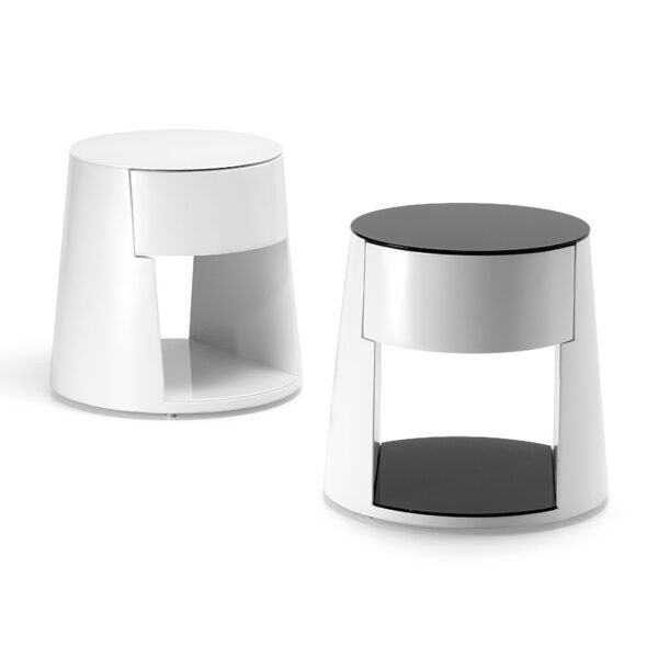 “NIGEL by Cattelan Italia – modern Italian nightstand with wooden frame and elegant leather-upholstered drawer front”