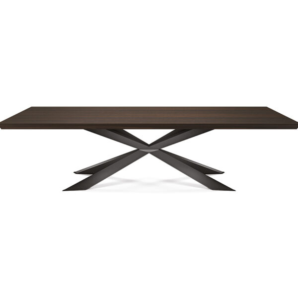 “SPYDER Wood by Cattelan Italia – luxury dining table with solid wood top and sculptural X-shaped metal base”
