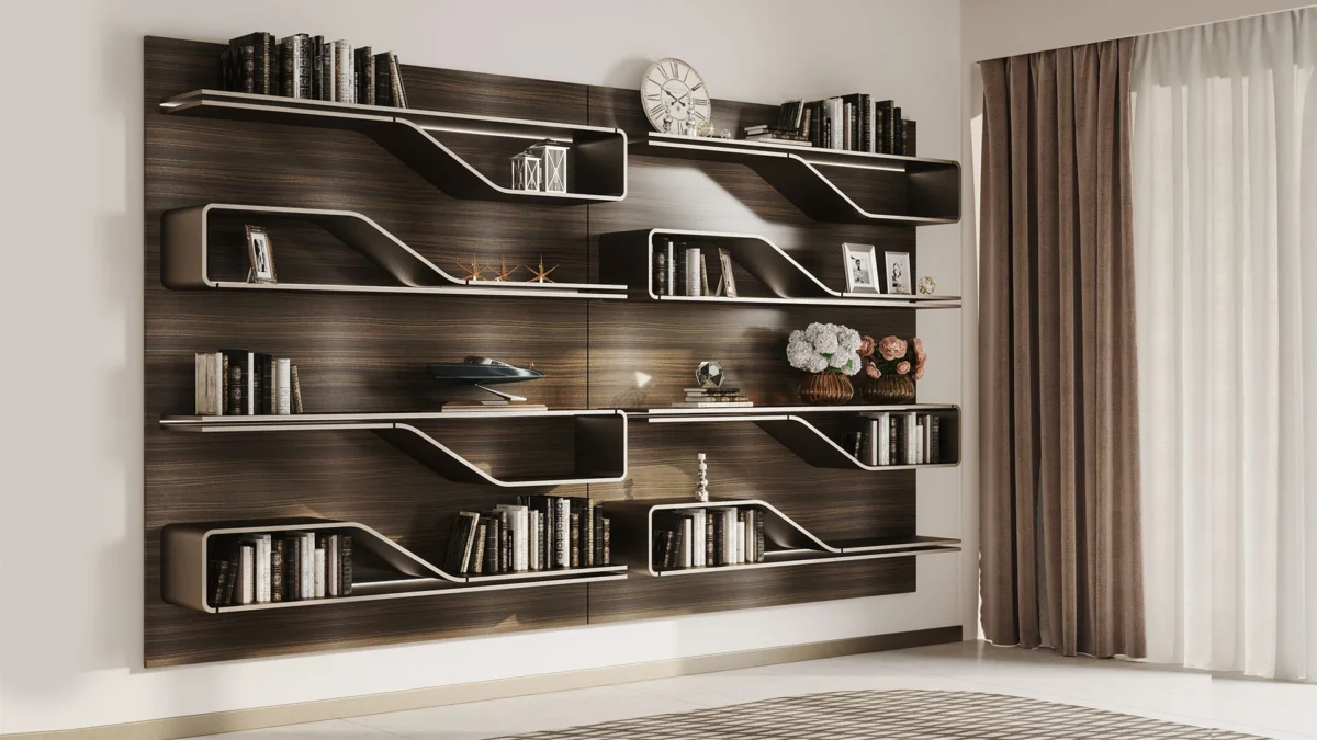 Segno Bookshelf by Reflex featured in Troy Michigan showroom, modern Italian luxury furniture design.