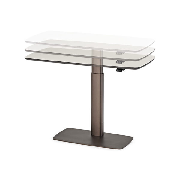 “RUNNER Leather by Cattelan Italia – modern adjustable height console table with premium leather top and sleek metal base”