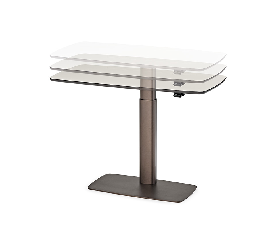 “RUNNER Leather by Cattelan Italia – modern adjustable height console table with premium leather top and sleek metal base”