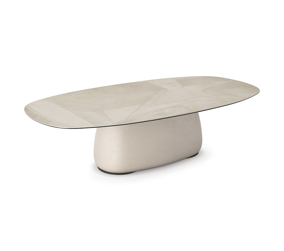 “BOTERO Keramik by Cattelan Italia – Italian designer coffee table with round ceramic top and sculptural metal base”