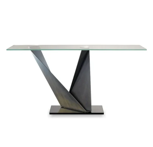 “PRISMA STEEL CONSOLE by Reflex – sleek Italian console with steel base.”