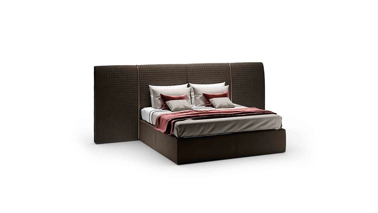 San Marco XL Letto by Reflex featured in Birmingham Michigan showroom, modern Italian luxury bed design.