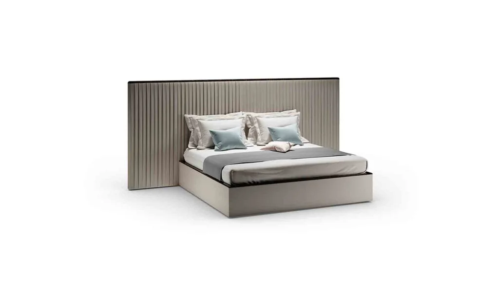 Plisse XL Bed with tufted headboard in Troy Michigan showroom