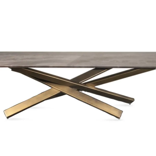 Contemporary Mikado 72 Steel dining table by Reflex Angelo in Birmingham, MI – designed with a titanium satin base and extra-clear glass top.