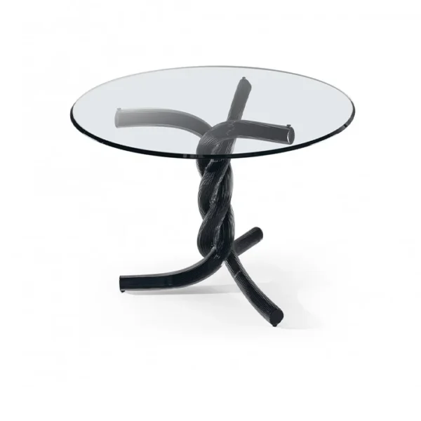 Luxury Torsades 72 dining table by Reflex Angelo in Royal Oak, MI – featuring a Murano glass base and transparent glass top.