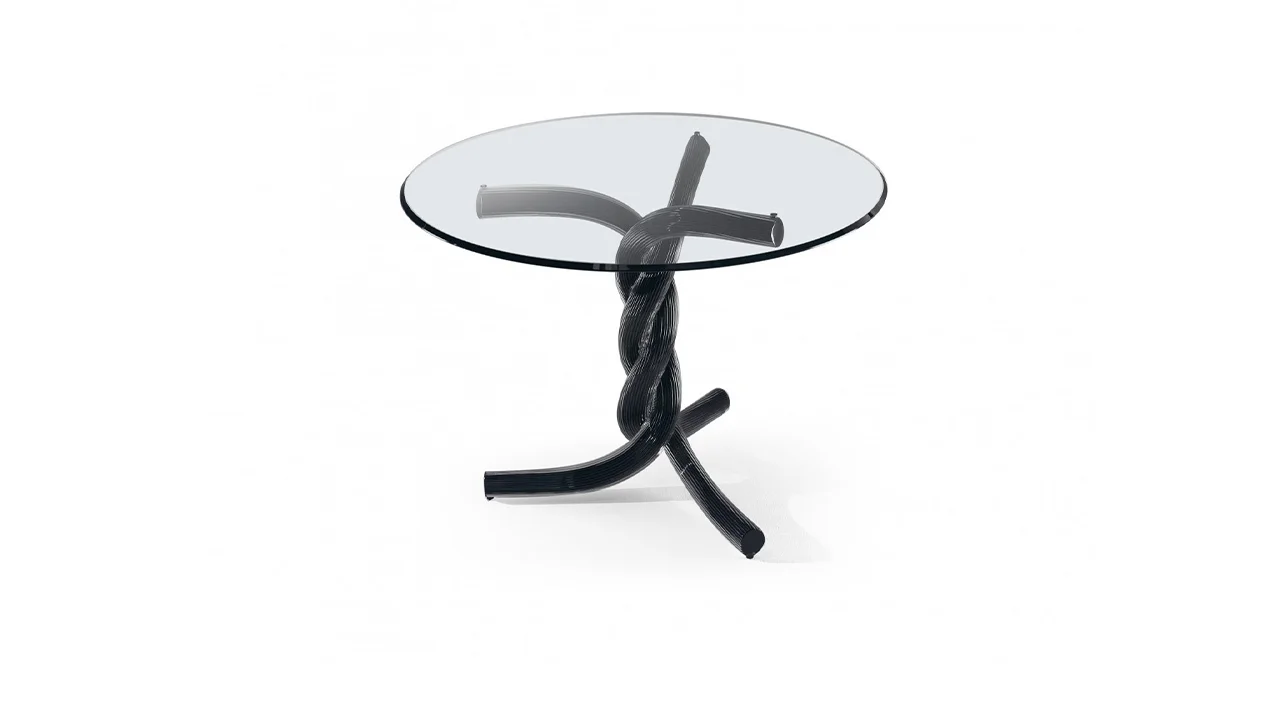 Luxury Torsades 72 dining table by Reflex Angelo in Royal Oak, MI – featuring a Murano glass base and transparent glass top.