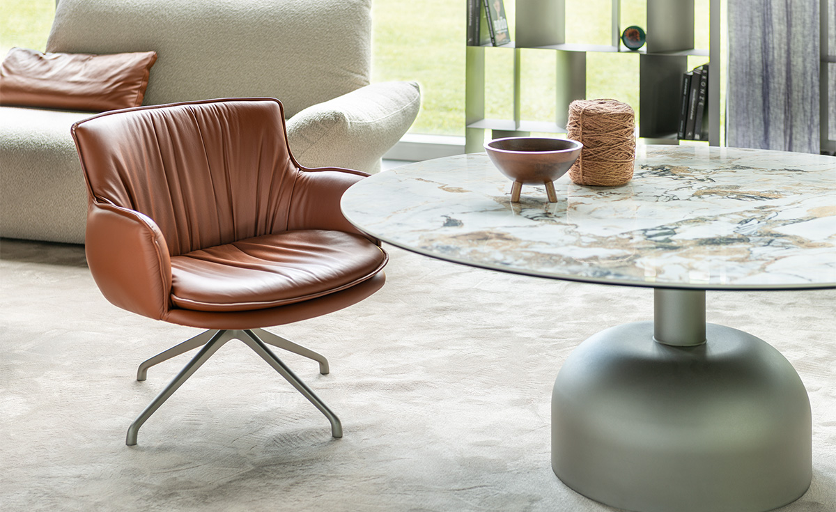 RHONDA Lounge chair by Cattelan Italia – modern Italian lounge seating with curved backrest and plush upholstery