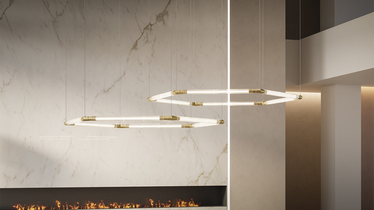 Bamboo Evo Suspension Reflex luxury Italian pendant light with bamboo-inspired structure tailored for upscale interiors in Royal Oak Michigan