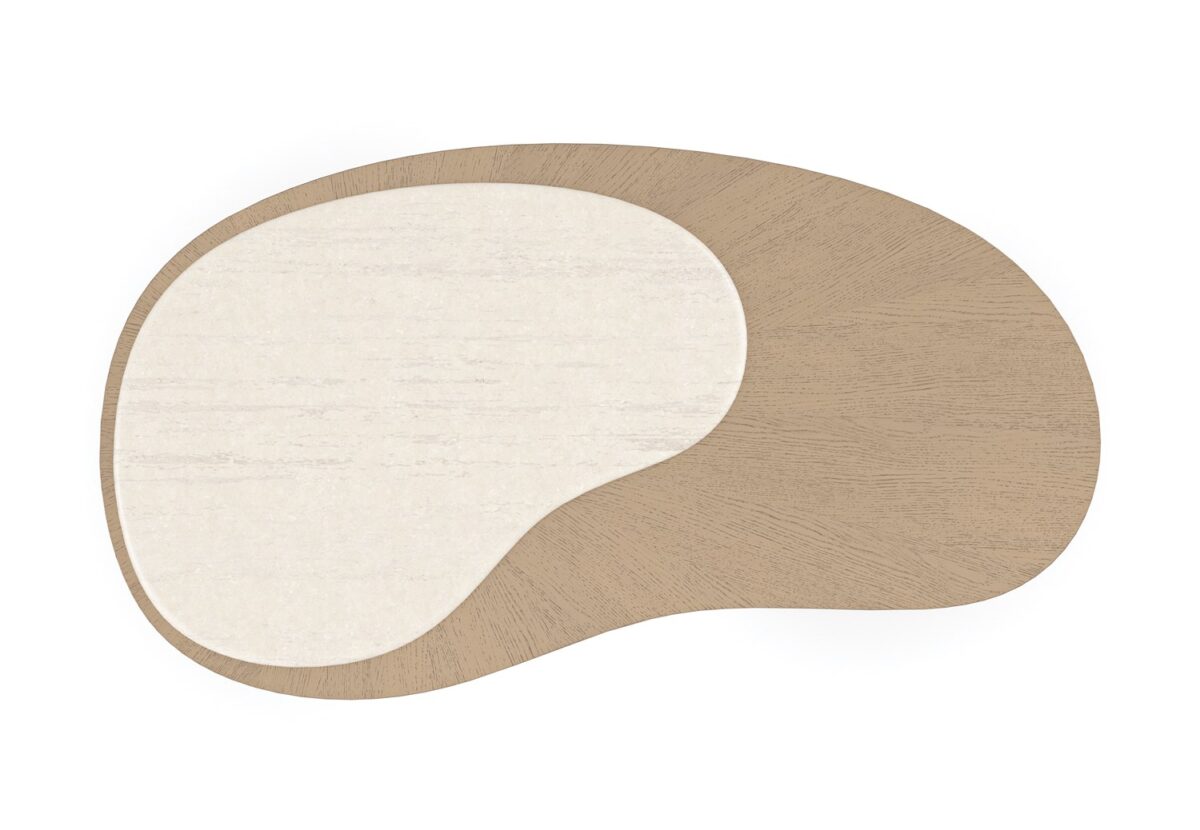 Front view of the Contrast table emphasizing its refined proportions and stylish dual finish.
