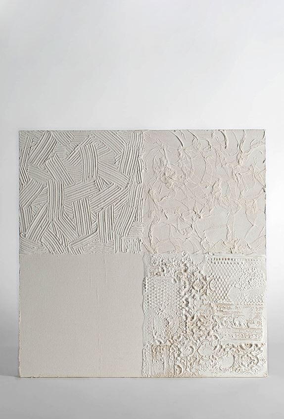 Luxury Italian STUCCO TEXTURE PANEL / STUCCO PANEL RELIEF / SPATULATED STUCCO PANEL by Kose Milano showroom piece at Italcasa Design in Troy, Michigan
