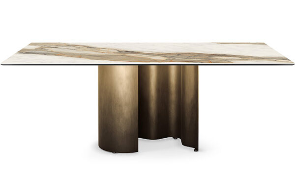 “PAPELITO Keramik by Cattelan Italia – compact ceramic dining table with sculptural folded metal base and elegant Italian design”